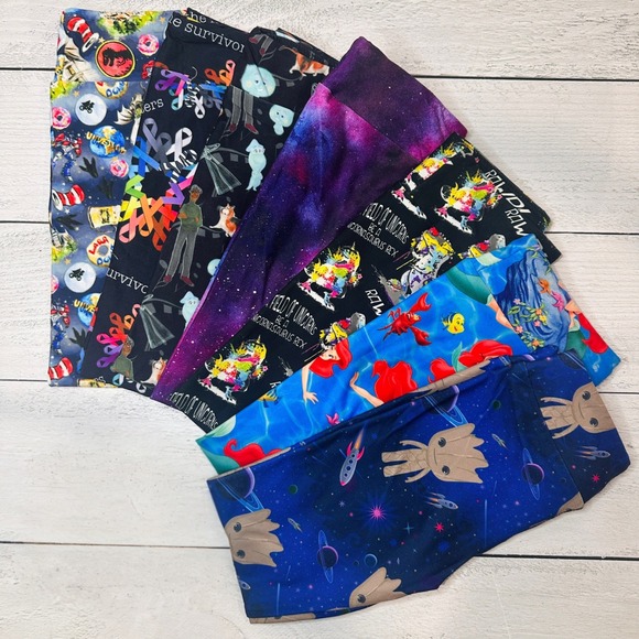 Kids S/M Leggings Bundle Lot of 7 pair Fun Prints Galaxy Dinosaurs Mermaids - Picture 2 of 11